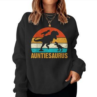 Auntiesaurus T-Rex Dinosaur Mothers Day For Auntie Grandma Women Crewneck Graphic Sweatshirt - Seseable