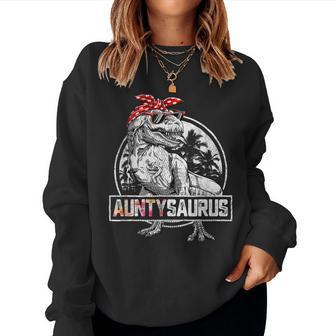 Auntysaurus T Rex Dinosaur Aunty Saurus Family Match Women Sweatshirt | Mazezy