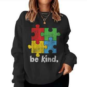 Autism Awareness Be Kind Autistic Kids Awareness Kindness  Women Crewneck Graphic Sweatshirt