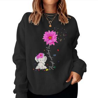 Autism Awareness Daisy Flower Elephant For Mom Women Women Crewneck Graphic Sweatshirt - Seseable
