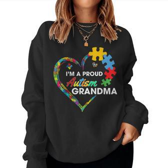 Autism Awareness Im A Proud Grandma Love Puzzle Heart Women Sweatshirt | Mazezy