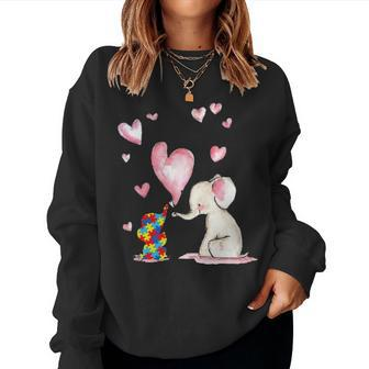 Autism Elephant Love Needs No Words Cute Mommy Mom Women Crewneck Graphic Sweatshirt - Seseable