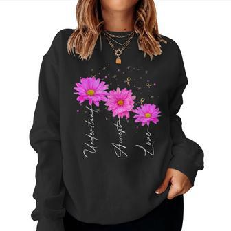 Autism Mom Autism Awareness Daisy Flower Women Gift Women Crewneck Graphic Sweatshirt - Seseable