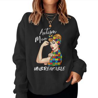 Autism Mom Unbreakable Autistic Awareness Gift Women Crewneck Graphic Sweatshirt - Seseable
