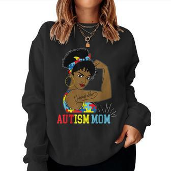 Autism Mom Unbreakable Autism Awareness Afro Black Women Women Sweatshirt | Mazezy