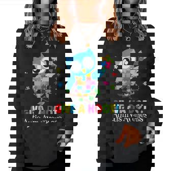 Autism Owl Give A Hoot Autism Awareness Day A Lovely Women Crewneck Graphic Sweatshirt - Seseable