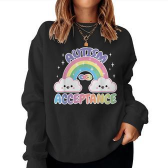 Autism Pro Acceptance Rainbow With Infinity Symbol Women Sweatshirt | Mazezy