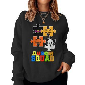 Autism Squad Boo Halloween Group Matching Teacher Kids Women Women Sweatshirt | Mazezy