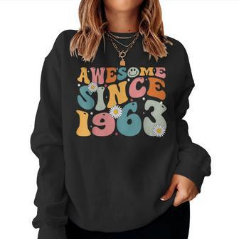 Awesome Since 1963 60Th Birthday Retro Gifts Born In 1963 Women Crewneck Graphic Sweatshirt - Seseable