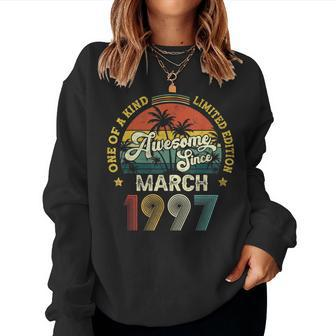 Awesome Since March 1997 Vintage 25Th Birthday For Men Women Women Crewneck Graphic Sweatshirt - Seseable