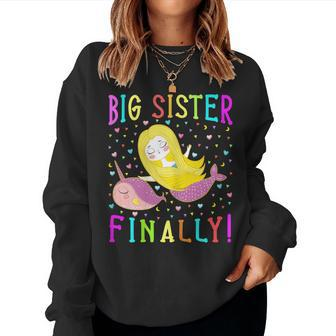 Baby Shower For Daughter Mermaid Big Sister Finally Women Sweatshirt | Mazezy