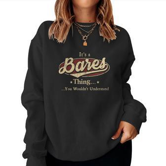 Bares Name Bares Family Name Crest Women Crewneck Graphic Sweatshirt - Seseable