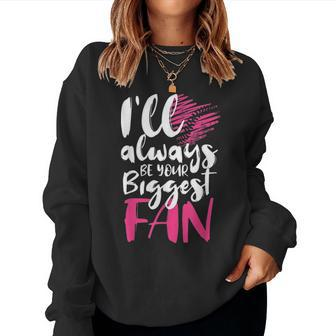 Baseball Mom Biggest Fan Gift Women Crewneck Graphic Sweatshirt - Seseable