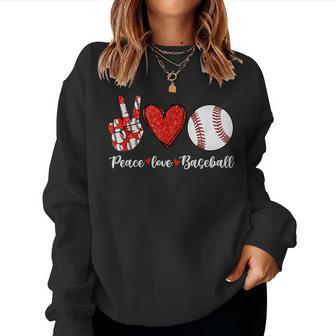 Baseball Mom Leopard Print Peace Love Baseball Sweatshirt | Mazezy