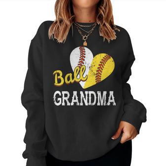 Baseball Softball Ball Heart Grandma Shirt Sweatshirt | Mazezy