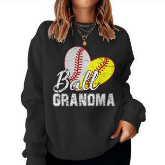 Baseball Softball Ball Heart Grandma Women Sweatshirt | Mazezy