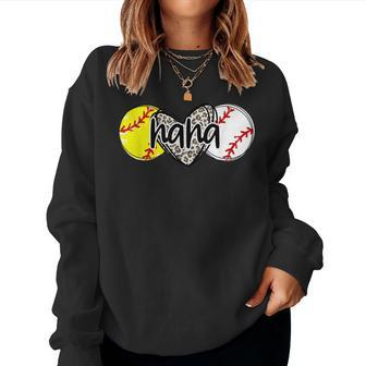 Baseball And Softball Nana Leopard Grandma Of Both Women Sweatshirt | Mazezy