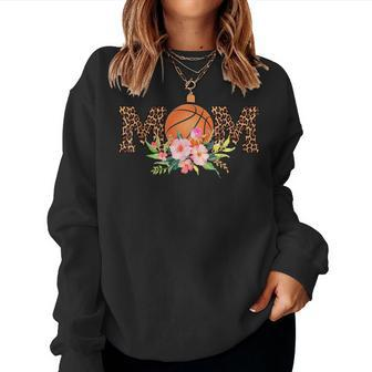 Basketball Mom Leopard Floral Shirt Women Sweatshirt | Mazezy