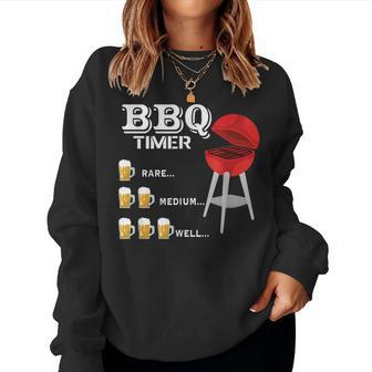 Bbq Timer Beer Drinking Grilling Women Sweatshirt | Mazezy