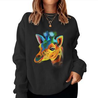 Beautiful Giraffe Looking In Your Eyes Women Crewneck Graphic Sweatshirt - Thegiftio UK