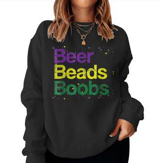 Beers Beads Boobs Funny Mardi Gras 2023 New Orleans Carnival Women Crewneck Graphic Sweatshirt - Thegiftio UK