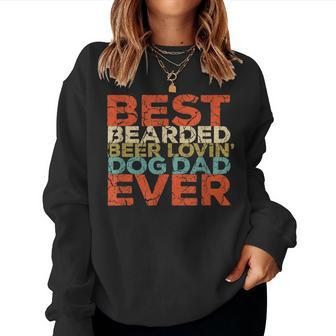 Best Bearded Beer Lovin Dog Dad Ever Distressed Women Sweatshirt | Mazezy