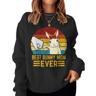 Best Bunny Mom Ever Mom Embroidery Style Sweatshirt | Mazezy