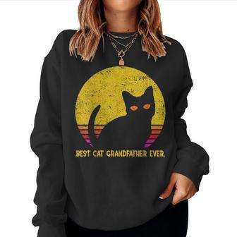 Best Cat Grandfather Ever Fathers Day Christmas Gift Vintage Women Crewneck Graphic Sweatshirt - Seseable