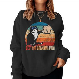 Best Cat Grandma Ever Fist Bump Funny Nana Gift V2 Women Crewneck Graphic Sweatshirt - Seseable
