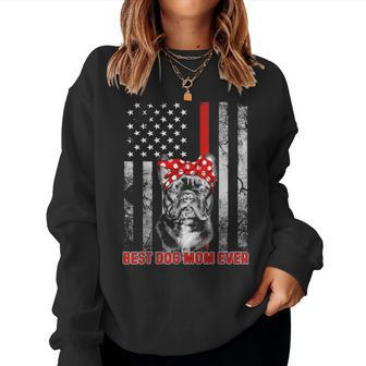 Best Dog Mom Ever French Bulldog Dog Mom Usa Flag Patriotic Women Crewneck Graphic Sweatshirt - Seseable