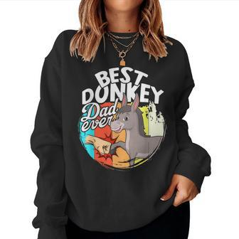 Best Donkey Dad Ever Retro Farm Farmer Animal Donkey Lover Women Sweatshirt | Mazezy
