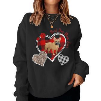 Best French Bulldog Mom Ever Three Heart Bulldog Women Crewneck Graphic Sweatshirt - Seseable