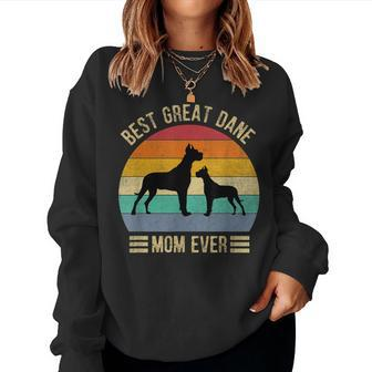 Best Great Dane Mom Ever Vintage Retro Dog Lover Women Sweatshirt | Mazezy