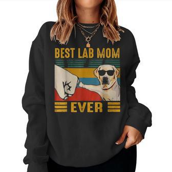 Best Lab Mom Ever Dog Lovers Vintage Gift Women Crewneck Graphic Sweatshirt - Seseable