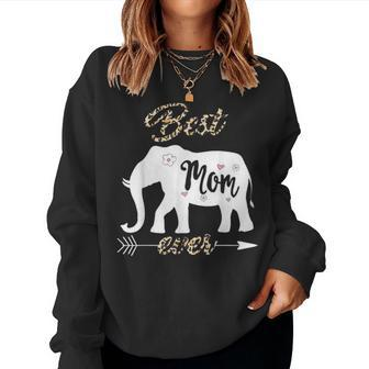 Best Mom Ever Elephant Mothers Day Gift Women Leopard Print Women Crewneck Graphic Sweatshirt - Seseable