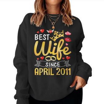 Best Wife Since April 2011 Happy Marriage 12 Years Husband Women Sweatshirt | Mazezy