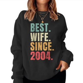 Best Wife Since 2004 Retro Funny Wedding Anniversary 2004 Women Crewneck Graphic Sweatshirt - Thegiftio UK