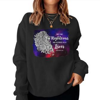Bible Lion Stars Beautiful Righteous Bold As Lions Christian Women Sweatshirt | Mazezy