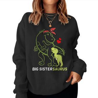Big Sistersaurus Sister Dinosaur Baby Mothers Day Women Crewneck Graphic Sweatshirt - Thegiftio UK