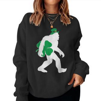Bigfoot Clover St Patricks Day Irish Sasquatch Men Women Women Crewneck Graphic Sweatshirt - Seseable