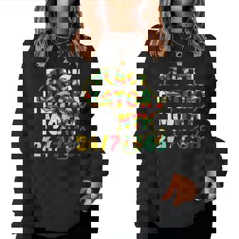 Black History Month 247365 Africa Map Melanin 2023 Women Women Crewneck Graphic Sweatshirt - Seseable