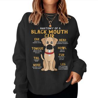 Black Mouth Cur Anatomy Funny Dog Mom Dad Cute Gift Women Crewneck Graphic Sweatshirt - Seseable
