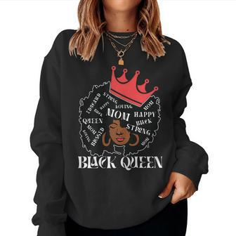Black Queen Mom Happy Mothers Day Women Crewneck Graphic Sweatshirt - Thegiftio UK