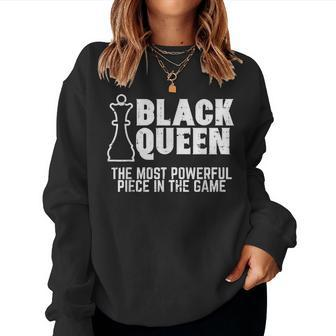 Black Queen Most Powerful Chess African American Women Gift V2 Women Crewneck Graphic Sweatshirt - Seseable
