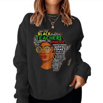 Black Smart Teacher Woman Pride Black History Month Bleached Women Crewneck Graphic Sweatshirt - Seseable