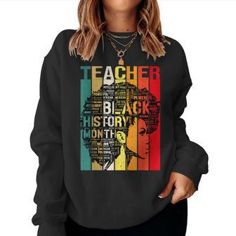 Black Woman Teacher Afro Melanin Black History Month Women Crewneck Graphic Sweatshirt - Seseable