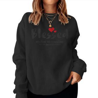 Womens Blessed First Time Mommy 2019 First Tee Women Sweatshirt | Mazezy