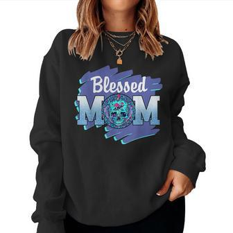 Blessed Mom Leopard Sugar Skull Happy Women Sweatshirt | Mazezy