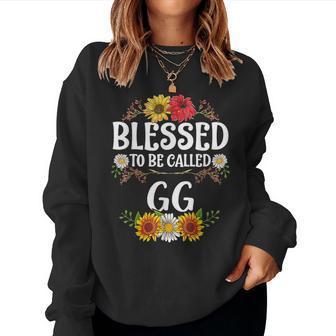 Blessed To Be Called Gg Mothers Day Gift Floral Women Crewneck Graphic Sweatshirt - Thegiftio UK