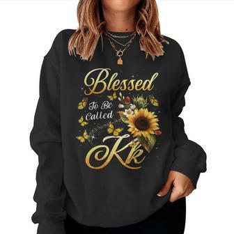 Blessed To Be Called Kk Sunflower Christmas Mothers Day Women Crewneck Graphic Sweatshirt - Thegiftio UK